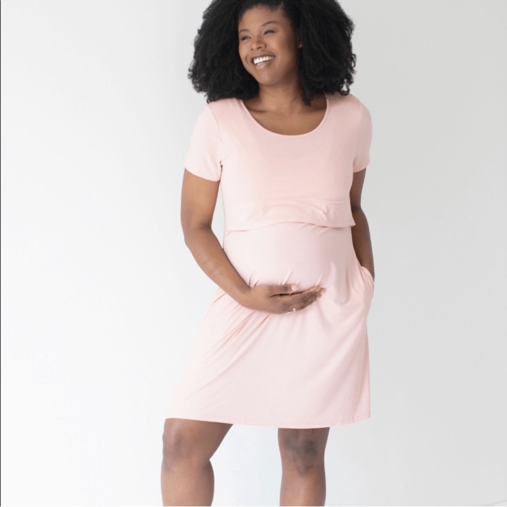 Kindred Bravely Blush Pink Bamboo Eleanora Bamboo Maternity & Nursing Dress